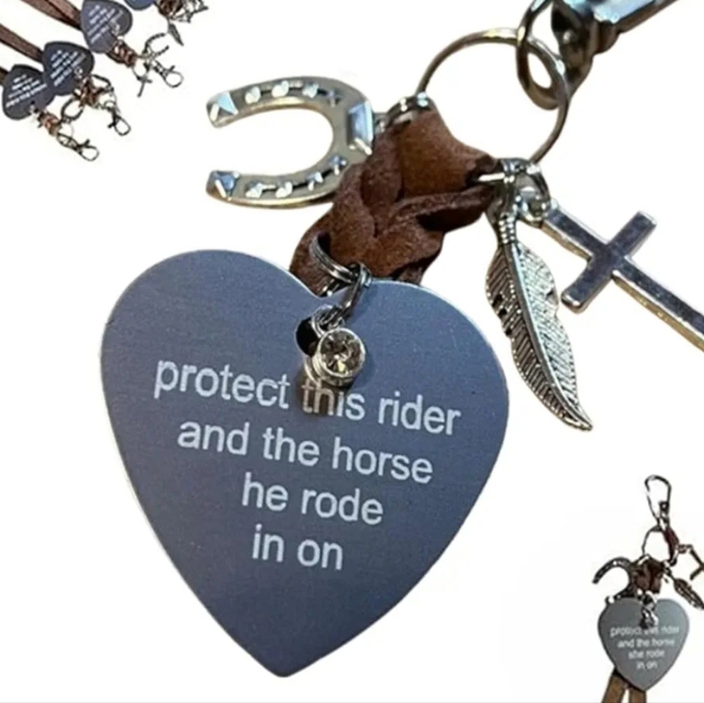 Protect This Rider and The Horse She Rode in On-Saddle Charm, Saddle Heart Charm